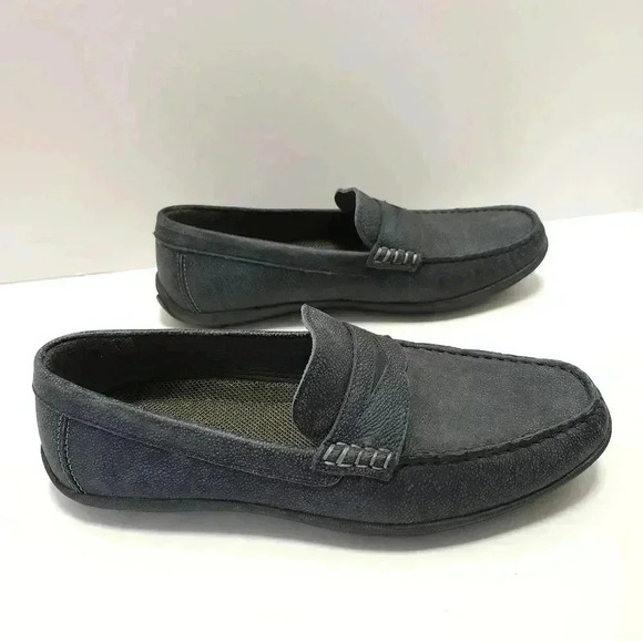 Johnnie O Mens Penny Loafers Size 8 M Drivers Blue Grey - Picture 3 of 7